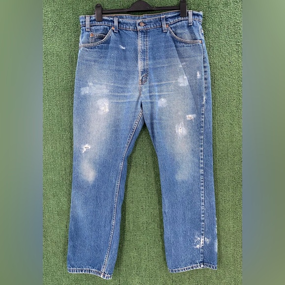 VTG 80’s Levi’s 40505-0215 Orange Tab Distressed Denim Jeans Mens Size 38x28 - Picture 1 of 11